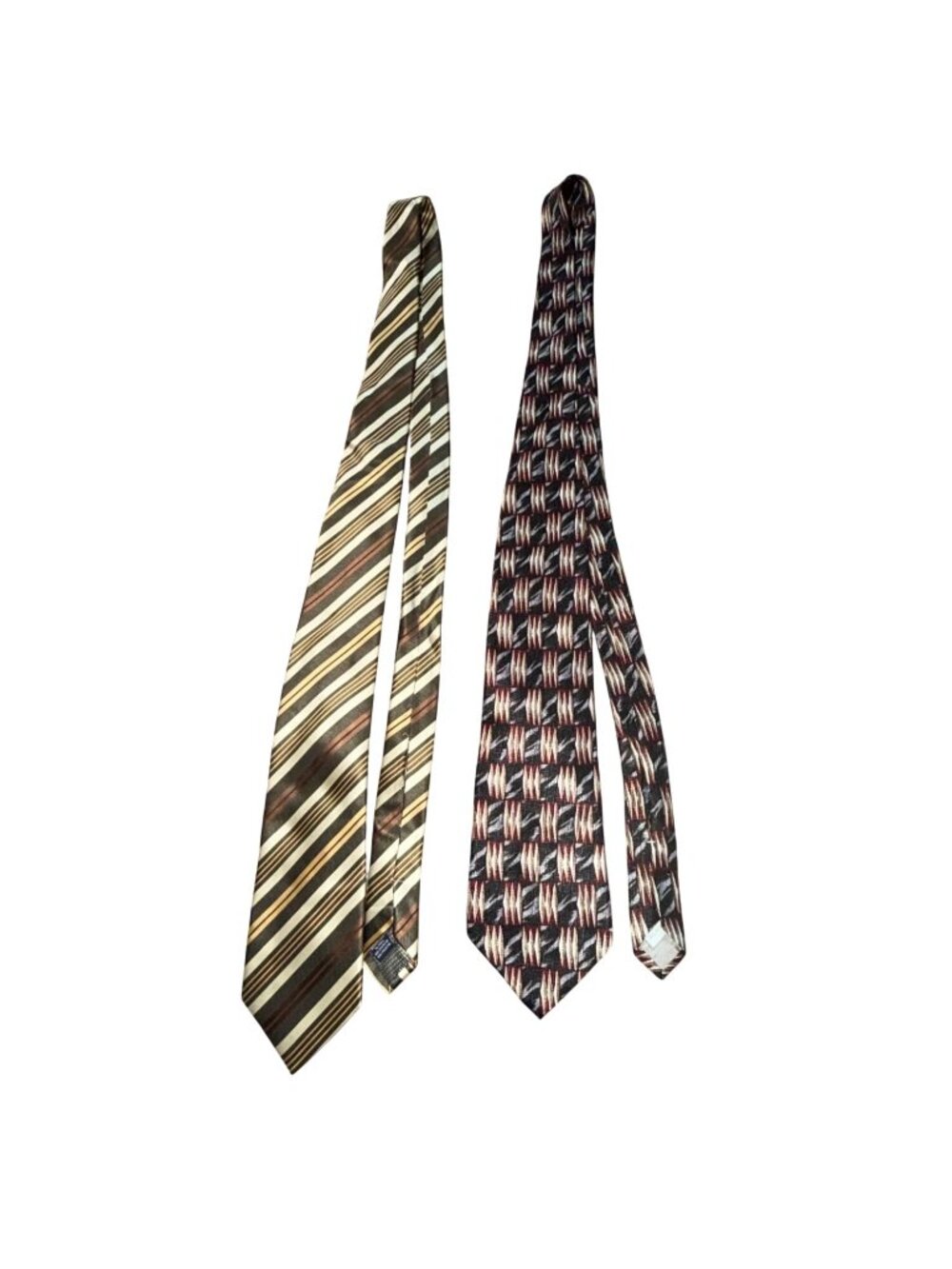 Mens 2 Piece Neck Tie Lot-Multicolor-Silk/Silk Blend-OS-GUC